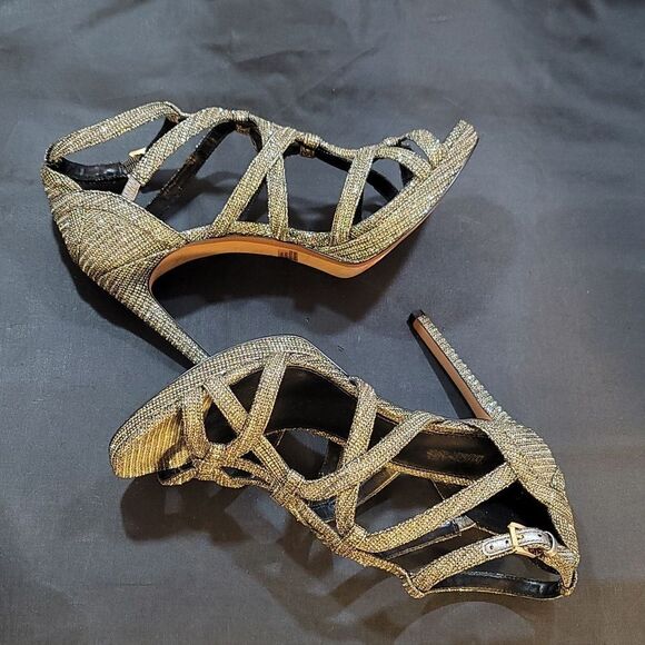 MICHAEL KORS WOMEN'S SANDRA GLITTER CAGED PLATFORM HEELS G1 - Picture 14 of 16